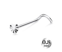 Hearts Twinkle Silver Curved Nose Stud NSKB-771 (0.8mm) 